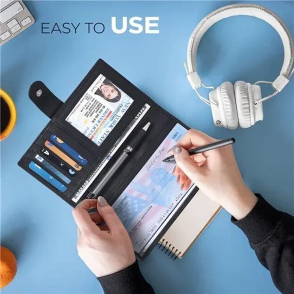 New Checkbook Covers - Genuine Leather Black - Picture 5 of 6